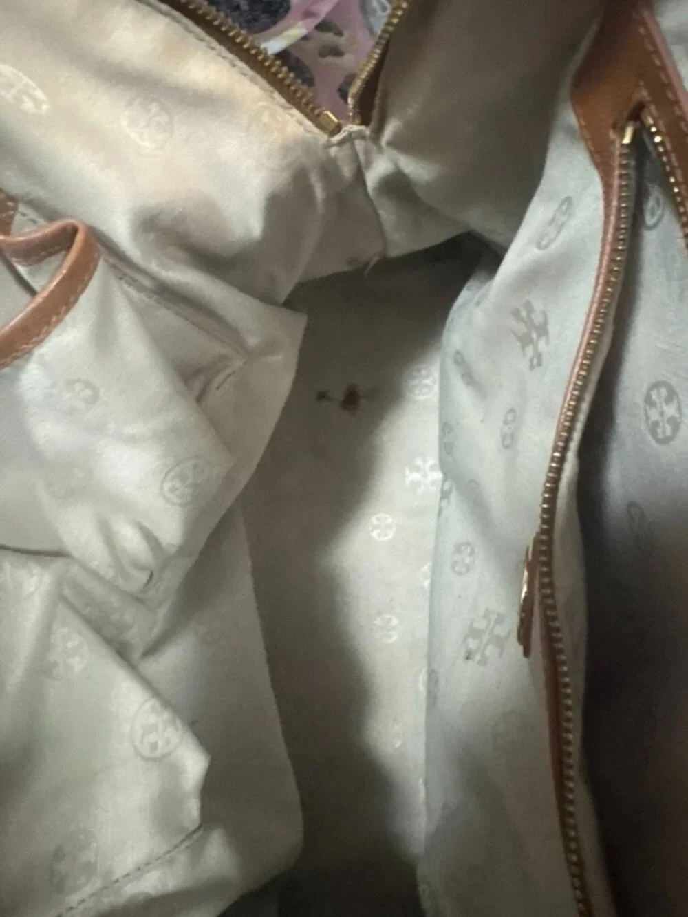 Tory Burch Robinson Dome Satchel Luggage Tan Saffiano Leather Gold Hardware